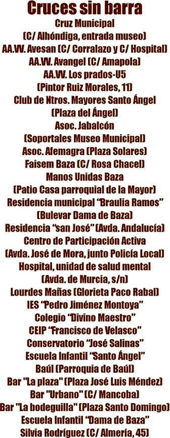 Cruces sin Barra Baza 2025